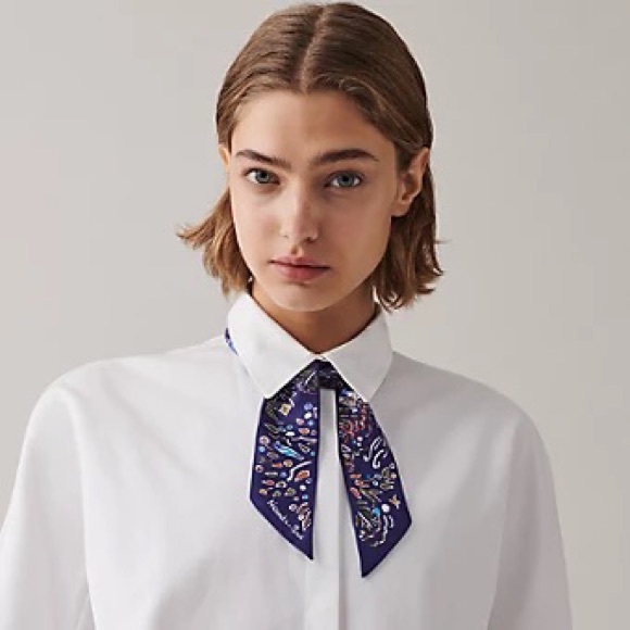 HERMES SILK TWILLY - DESIGN - BALLET AQUATIQUE IN COLOR BLEU AZUR/ROUGE/CIEL - Picture 7 of 11